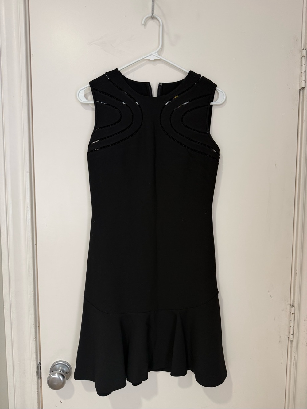 Diane Von Furstenberg Black Sleeveless Flounce-Hem Mini Dress